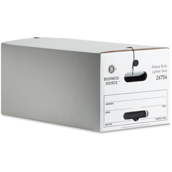 Business Source Storage Box, Medium-duty, Letter, White/Black (BSN26756) Carton of 12