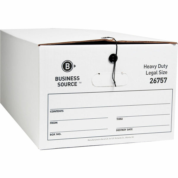 Business Source Storage Box, Legal, 15&quot; x 24&quot; x 10&quot;, White (BSN26757) Carton of 12