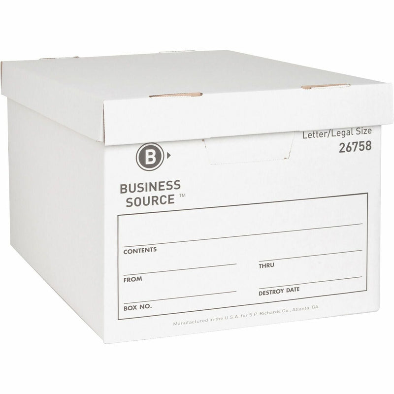 Business Source Storage Boxes, Letter/Legal, 12&quot; x 15&quot; x 10&quot;, White (BSN26758) Carton of 12