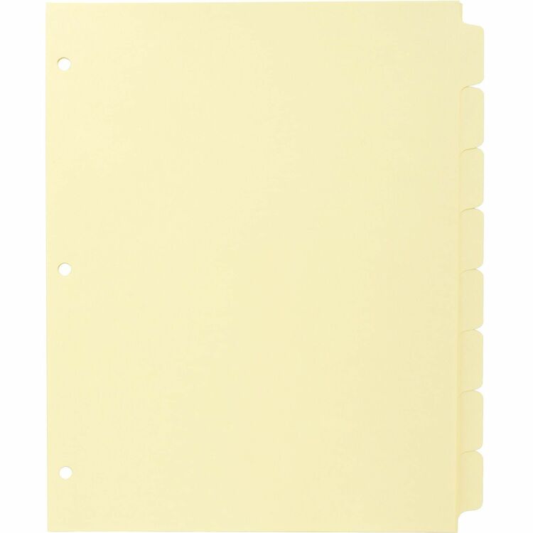 Business Source 8-Tab Indexed Sheet Dividers, Yellow (BSN16481) Pack of 24