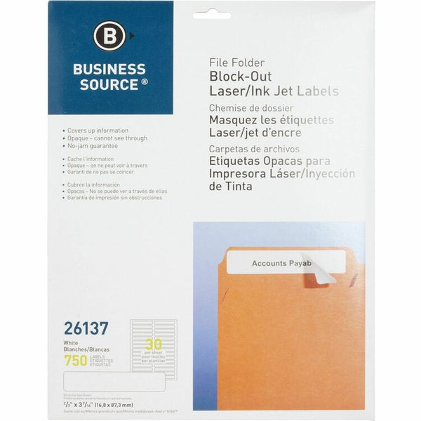 Business Source Block-out Filing Laser/Inkjet Label, White (BSN26137) Pack of 750
