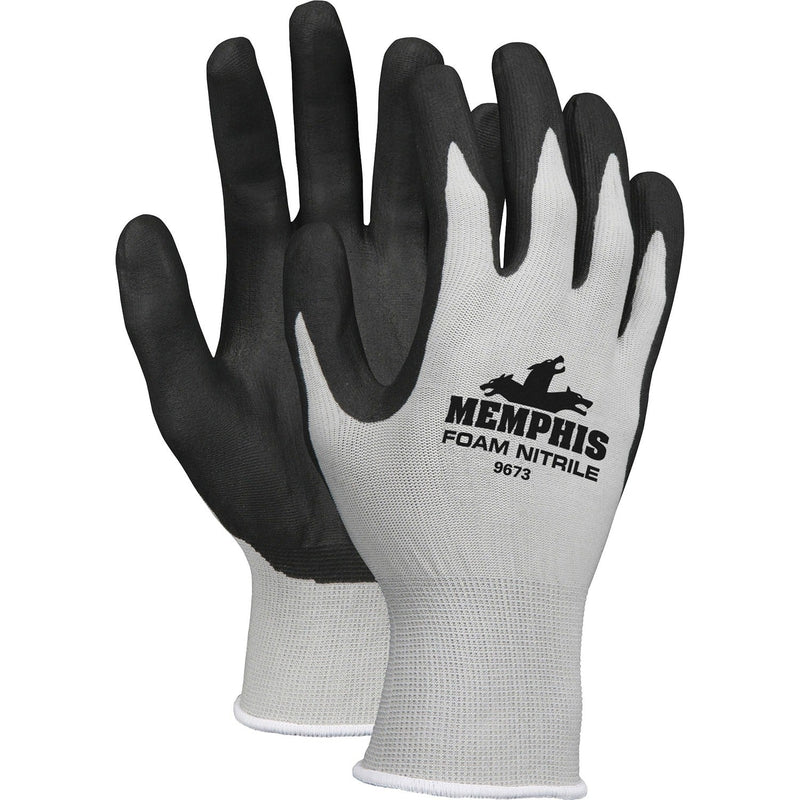 Memphis Safety Knit Glove, Nitrile Coated, Medium, Gray (MCS9673M) 1 Pair