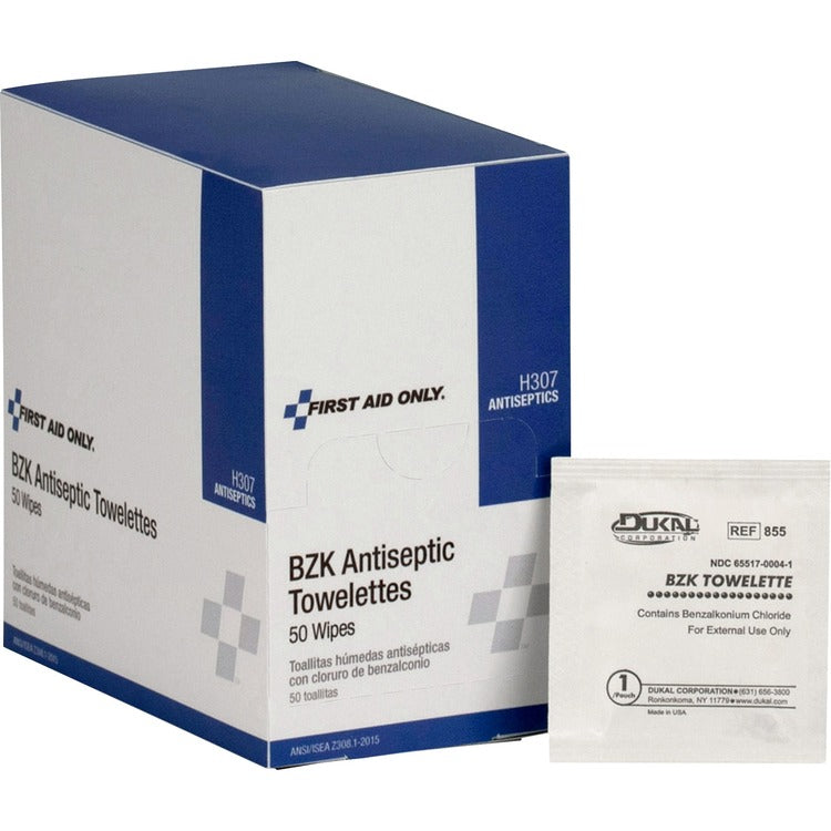 First Aid Only Antiseptic Cleansing Wipes, 50/Box (FAOH307) Box of 50