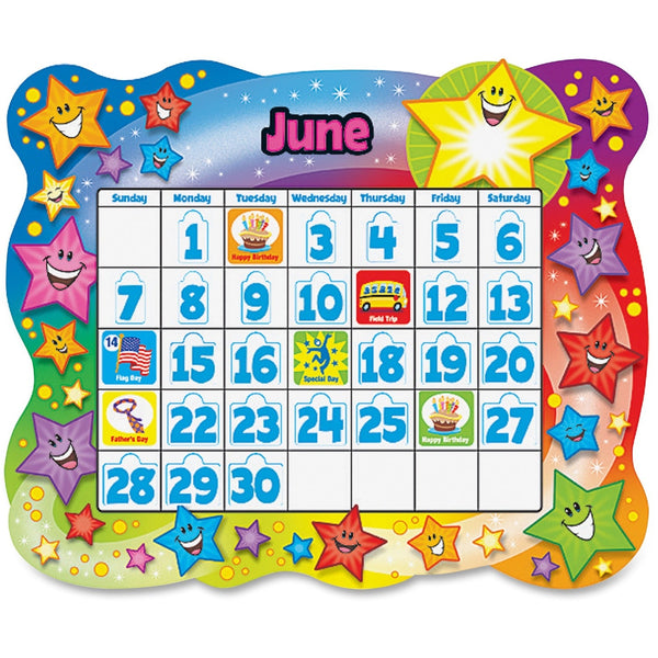 Trend Star Calendar Bulletin Board Set, Stars, 31 1/2" x 26" (TEPT8194) Set of 62