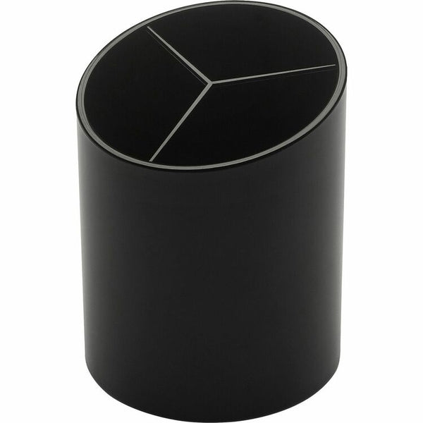 Business Source Large Pencil Cup, 3 Compartments, 3"x3"x4-1/8", Black (BSN32355) Each