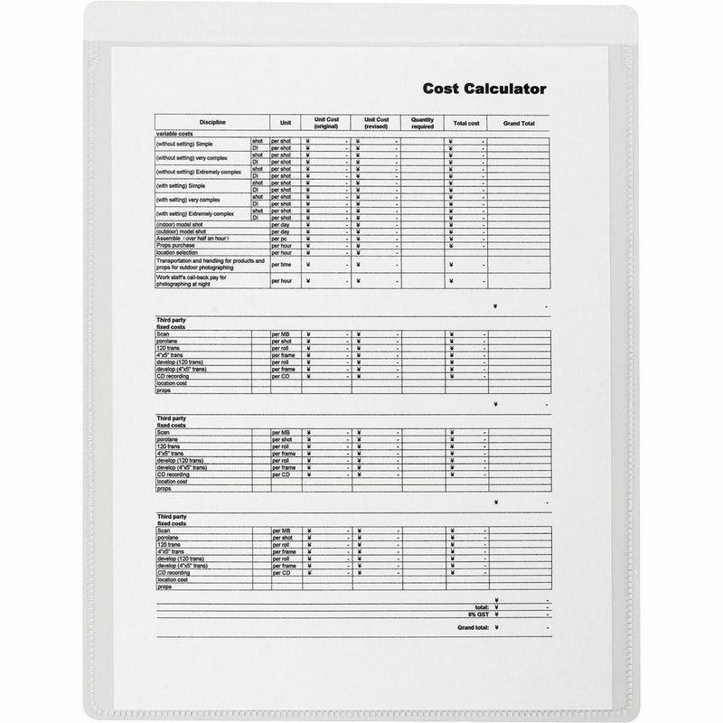 Business Source Shop Ticket Holders,Self-Adhesive,8-1/2"x11",5/PK,50/BX,CL (BSN16466) Box of 50