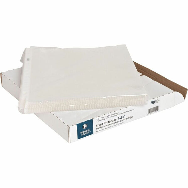 Business Source Sheet Protectors, Top Load, 5 mil, 11"x8-1/2", 50/Box, Clear (BSN16511) 1 Case of 50