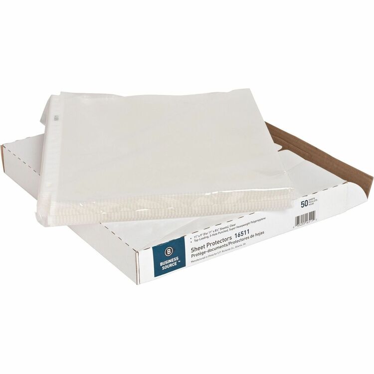 Business Source Sheet Protectors, Top Load, 5 mil, 11"x8-1/2", 50/Box, Clear (BSN16511) 1 Case of 50