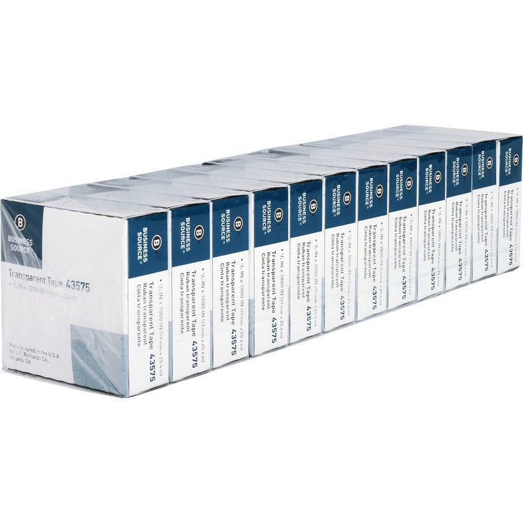 Business Source All-Purpose Tape, Glossy, 1" Core, 3/4" x 1000", 12/Pack, Transparent (BSN43575) Pack of 12