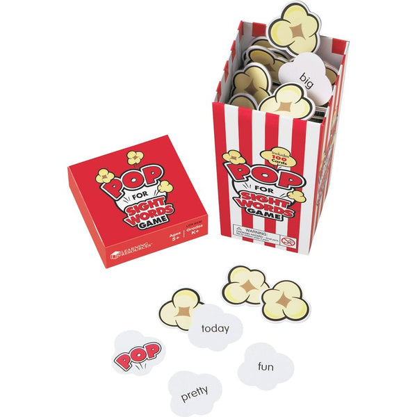Learning Resources POP for Sight Word Game, Red/White, 100 Popcorn Cards, 3"L x 3"W x 6.25"H (LRNLER8430) Set of 100