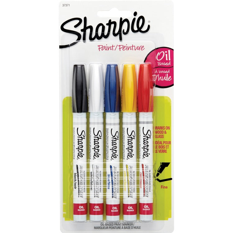 Sharpie Oil-Based Paint Marker, Fine Point, Nontoxic, 5/PK, Assorted (SAN37371PP) Pack of 5