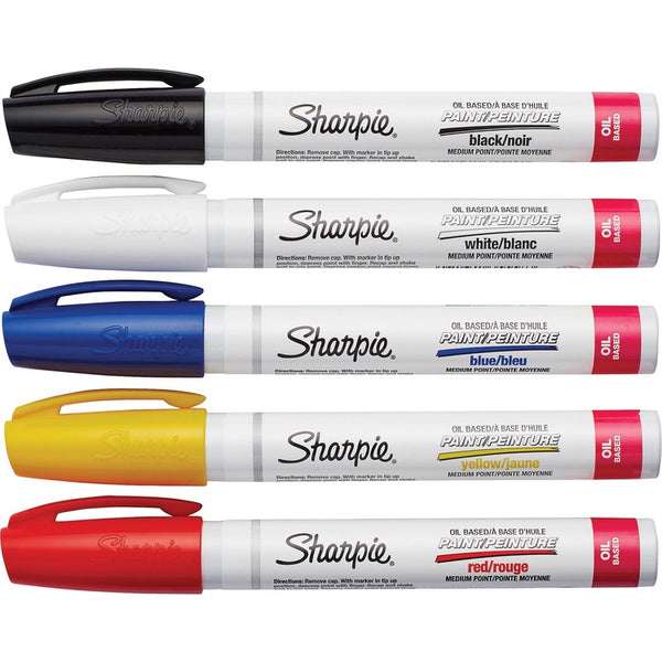 Sharpie Oil-Based Paint Marker, Medium Point, 5/PK, Assorted (SAN34971PP) Pack of 5
