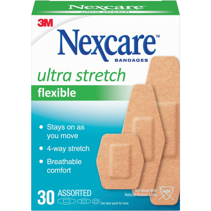 Nexcare Soft-N-Flex Bandages, Assorted, 30/BX, Tan (MMM57630PB) Box of 30