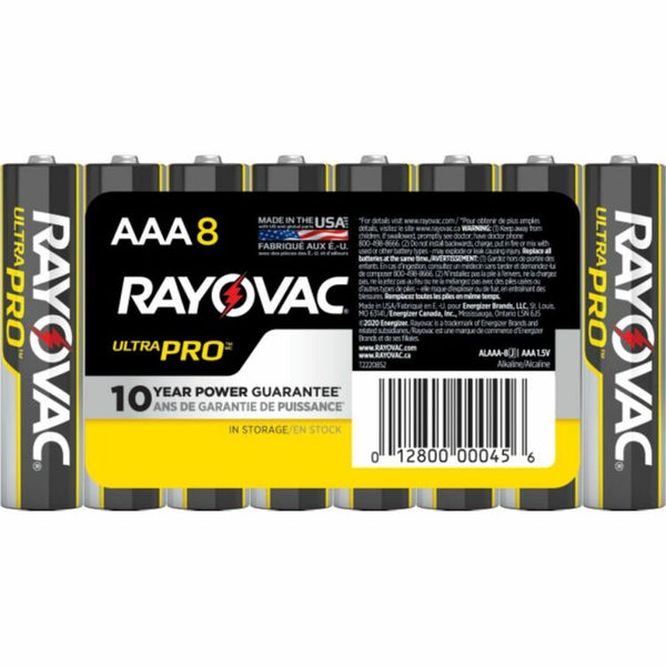 Rayovac Ultra Pro Alkaline AAA Batteries, 8/Pack (RAYALAAA8J) Pack of 8