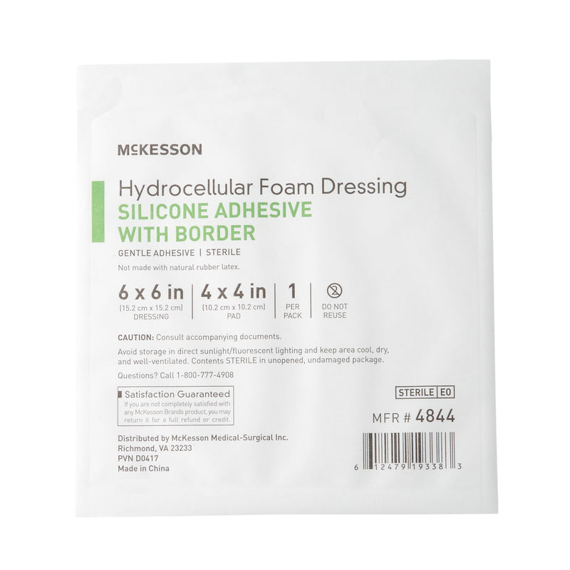 McKesson Foam Dressing 6 X 6 Inch With Border Film Backing Silicone Gel Adhesive Square Sterile (886433_CS) 200/CS