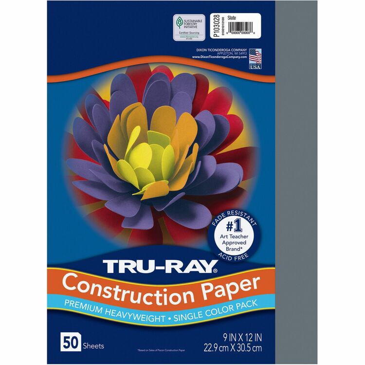 Tru-Ray Construction Paper, 9 x 12, Slate, 50 Sheets (PAC103028) Pack of 50