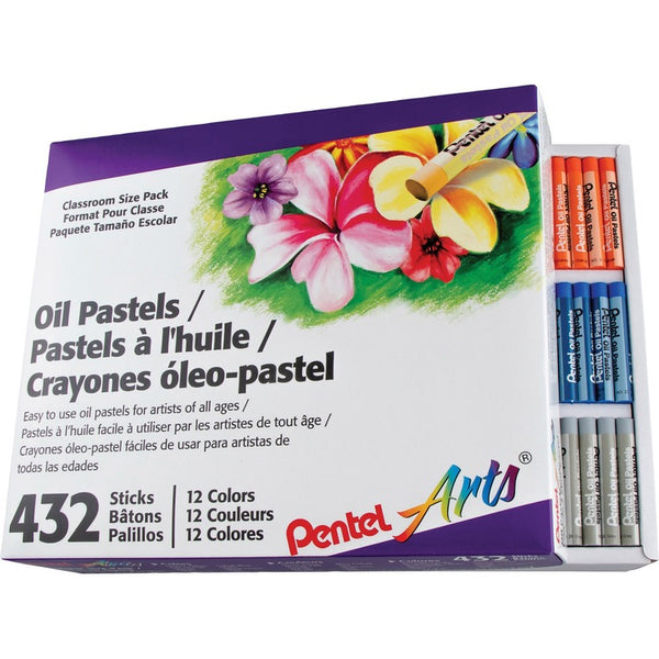 Pentel Arts Oil Pastels w/Carrying Case, 12 Assorted Colors, 384/Set (PENPHN12CP) Each