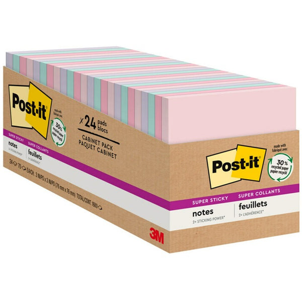 Post-it&reg; Super Sticky Notes Cabinet Pack - Wanderlust Pastels Color Collection (MMM65424NHCP)