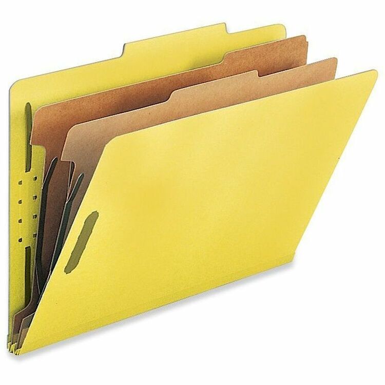 Nature Saver Classification Folders, w/ Fasteners, 2 Dividers, Legal, 10/Box, Yellow (NATSP17227) Each