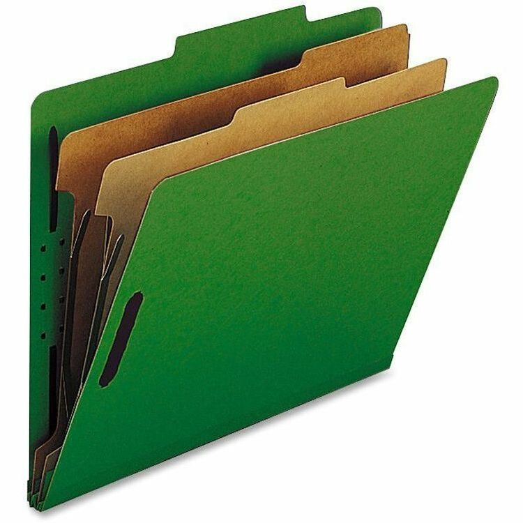 Nature Saver Classification Folders, w/ Fasteners, 2 Dividers, Letter, 10/Box, Green (NATSP17208) Each