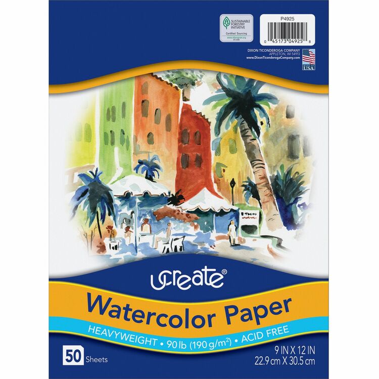 UCreate 9" x 12" Watercolor Paper (PAC4925) Pack of 50