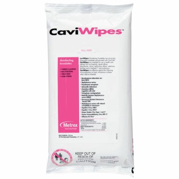 Caviwipes Disinfectant Wipes, Flatpack, Resealable, 7" x 9", 45/PK (MRXMACW078224) Pack of 45