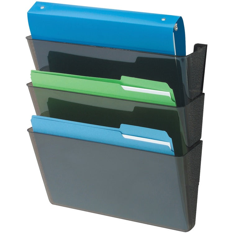 Deflecto Wall Files, 3-Pocket, Letterr, 13" x 4" x 19", Black (DEF93604) Each