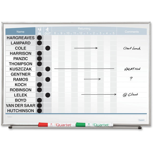 Quartet 33704 Magnetic Board, 15 Names, 23" x 16", Aluminum (QRT33704)