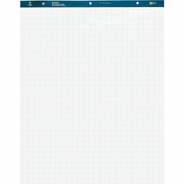 Business Source Quad Easel Pad, 27" x 34", 50 Sheets, 1" Quad, White (BSN38589) Carton of 4