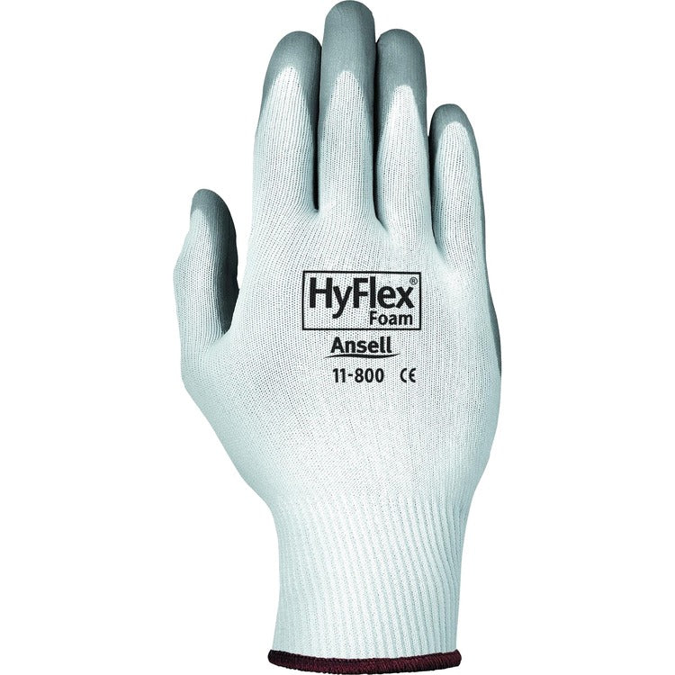 HyFlex Safety Gloves, Nitrile Foam Coating, X-Large, Gray/White (ANS1180010) 1 Pair