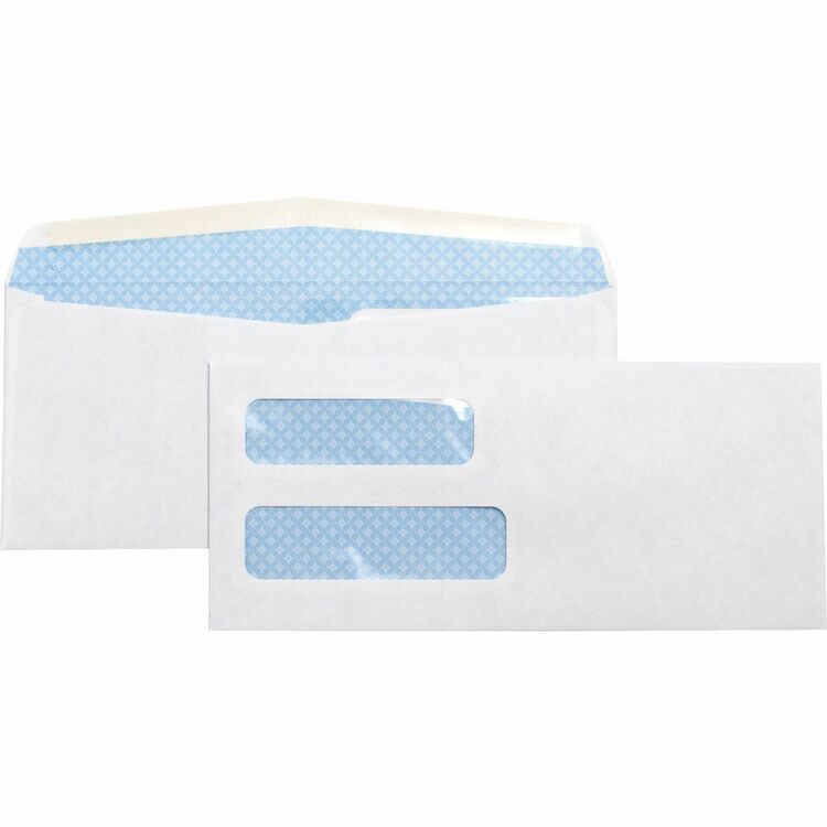Business Source Double Window Envelope, No. 10, 4-1/8"x9-1/2", 500/BX, White (BSN36694) Box of 500