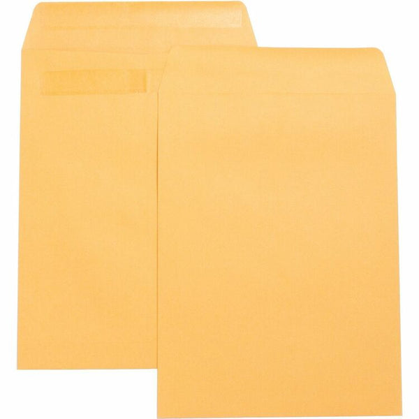 Business Source Catalog Envelopes, w/Adhesive Strip, Plain, 9" x 12", Kraft (BSN42123) Box of 100