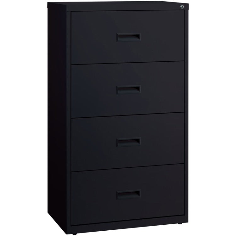 Lorell 4 Drawer Metal Lateral File Cabinet, 30"x18-5/8"x52.5", Black (LLR60560)