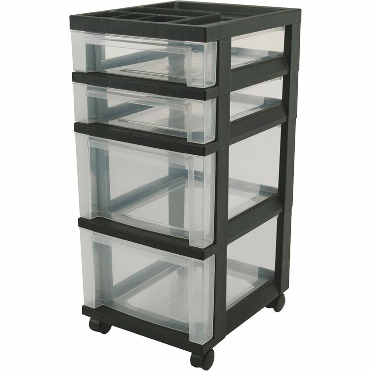 IRIS Mini Chests, 4-Drawer, 12-1/16" x 14-1/4" x 26-7/16", Black (IRS116827) Each