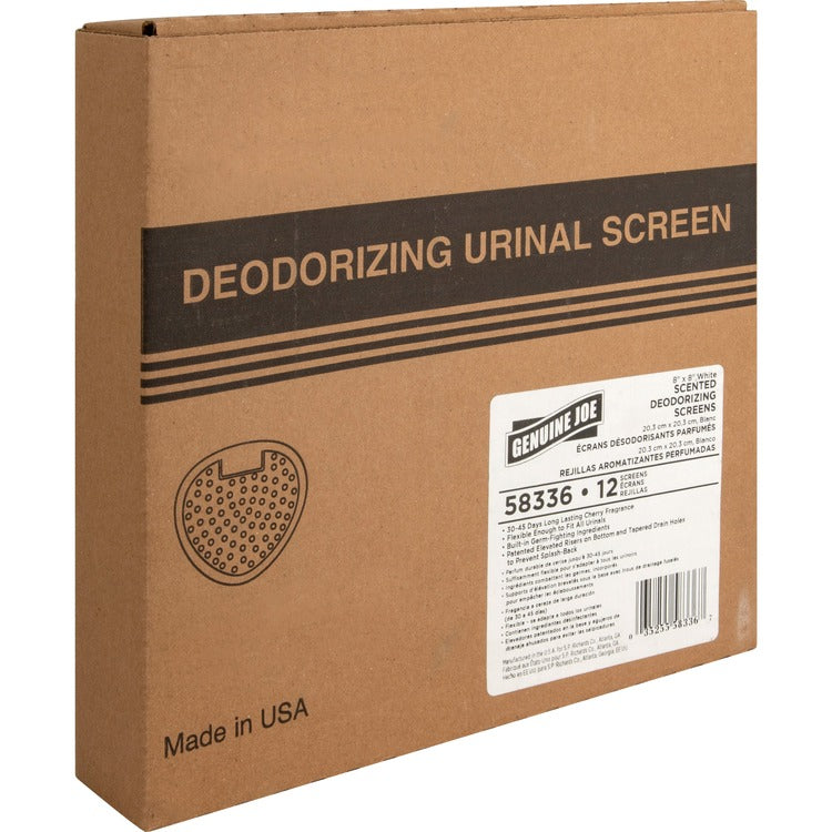 Genuine Joe Urinal Screen, 30/45 Days, 12/Pack, Cherry Scent/White (GJO58336)