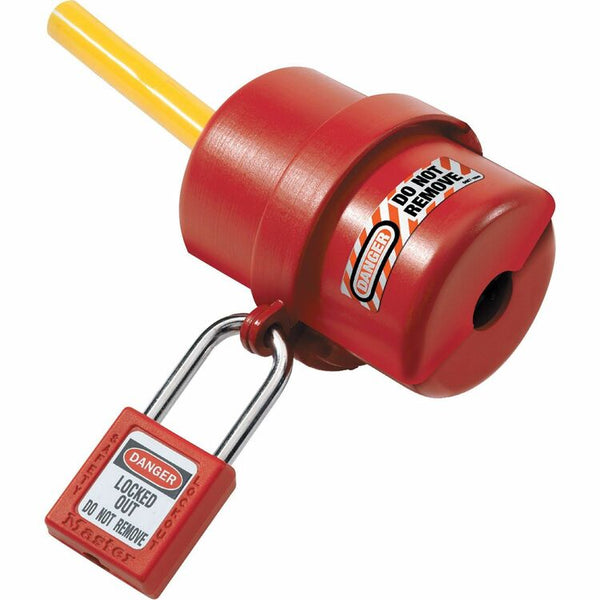 Master Lock Electrical Plug Lockout, Circular 240/120 Volt Plug, Red (MLK487) Each