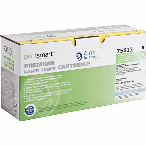 Elite Image Remanufactured Toner Cartridge, Alternative for HP 12A (Q2612A), Laser, 4000 Pages, Black, 1 Each (ELI75613) Each