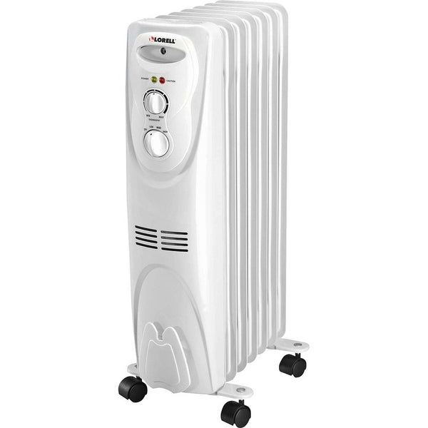 Lorell Oil Filled Heater, 3 Settings, 1500Watt, 14-1/16" x 9-2/3" x 26", White (LLR29552)