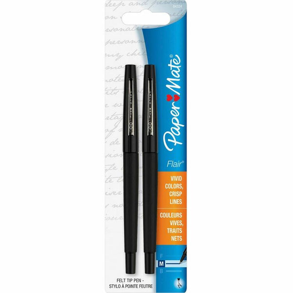 Paper Mate Porous Flair Pen, Point Guard Tip, Black (PAP8432452PP) Pack of 2