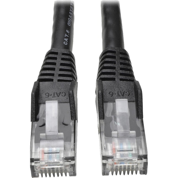 Tripp Lite by Eaton 50FT CAT6 GIGABIT BLACK SNAGLESS PATCH CABLE RJ45 M/M (TRPN201050BK) Each