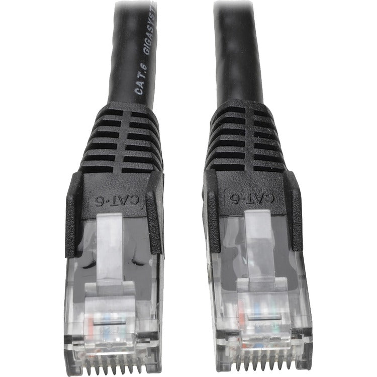 Tripp Lite by Eaton 50FT CAT6 GIGABIT BLACK SNAGLESS PATCH CABLE RJ45 M/M (TRPN201050BK) Each