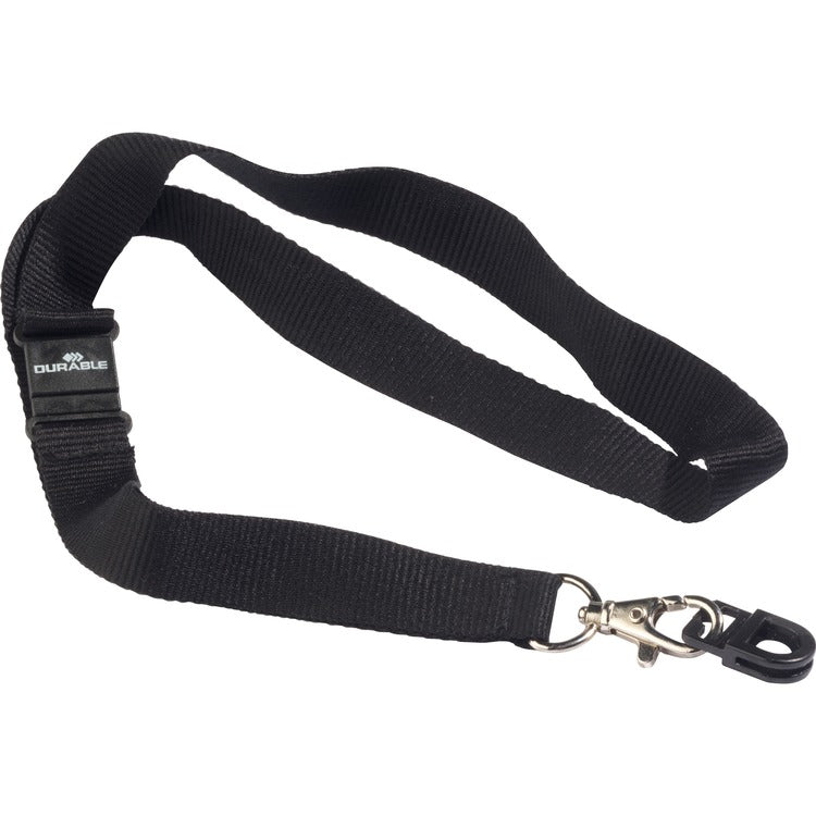 DURABLE CARD FIX Card Holder, With Lanyard, Black, 10/Box (DBL818701) Box of 10