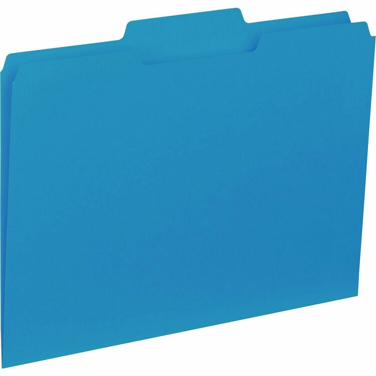 Business Source Top Tab File Folder Letter - 8.50" x 11", Blue (BSN43562) Box of 100