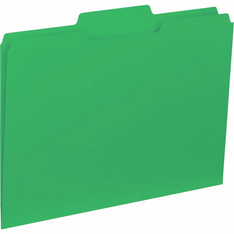 Business Source Top Tab File Folder Letter - 8.50" x 11", Green (BSN43563) Box of 100
