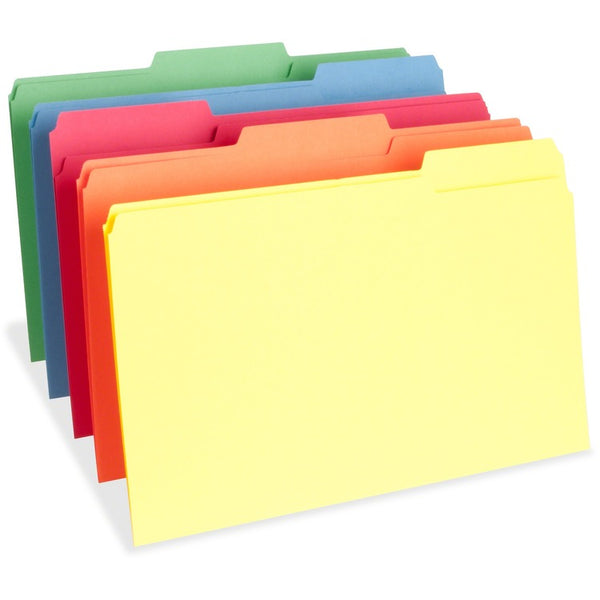 Business Source File Folders, Legal, 11PT, 1/3" Cut, 100/BX, Assorted (BSN65781) Box of 100