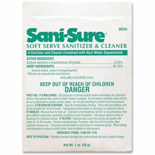 Diversey Sani Sure Soft Serve Sanitizer & Cleaner, Powder, 1 oz. Packet (DVO90234) 100 Pouches