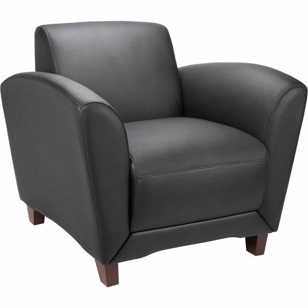 Lorell Bonded Reception Chair, 36" x 34-1/2" x 31-1/4", Lthr/BK (LLR68952)