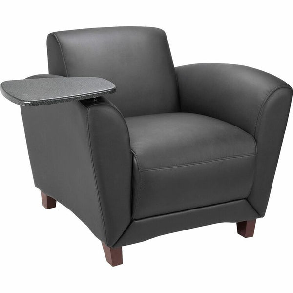 Lorell Bonded Reception Chair, Tablt, 36" x 34-1/2" x 31-1/4", Lthr/BK (LLR68953)