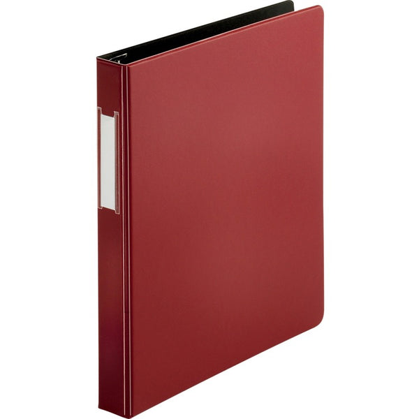 Business Source D-Ring Binder w/Label Holder, Heavy-Duty, 1", Burgundy (BSN33106) Each