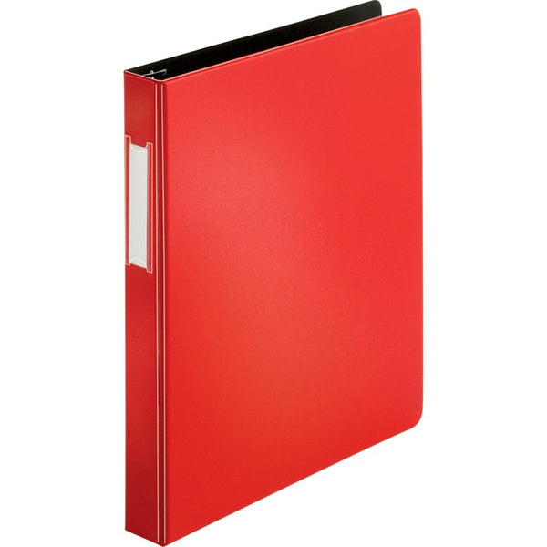 Business Source D-Ring Binder w/Label Holder, Heavy-Duty, 1", Red (BSN33108) Each
